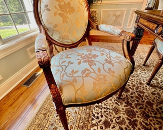 109. Invincible Fine Furniture Carved Dining Table w/ 2-24" leaves (48" x 96") and a set of 8 Chairs - 2 Arm (24" x 24" x 41") 6 Side (24" x 24" x 41") w/ 2-24" leaves