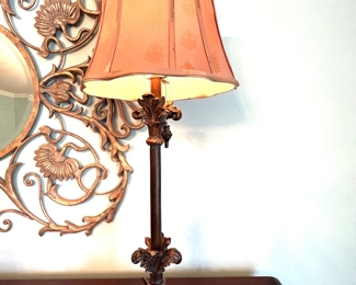 112.  Pair of Metal Scroll Lamps (33")