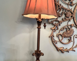 112.  Pair of Metal Scroll Lamps (33")