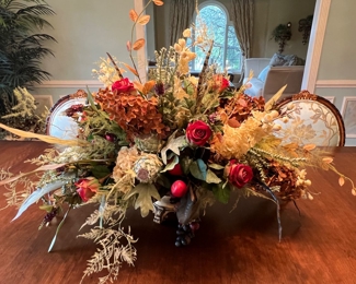 115. Silk Floral Arrangement in Gold Footed Bowl (38" x 24" x 24")