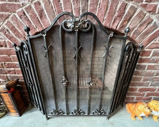 131. Black Tri Fold Fireplace Screen (46")