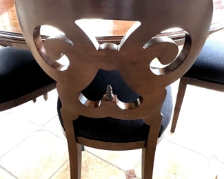 144. Set of 4 Side Chairs w/ Cutout Wood Back & Linen Upholstered Seat (21" x 22" x 38")