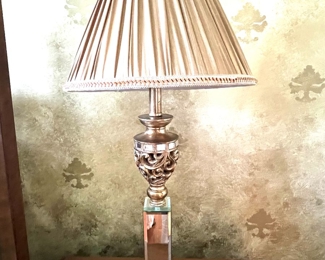 159. Pair of Decorative Beveled Mirrored Lamps (34")