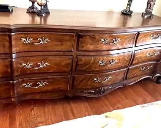 154. Carved 9 Drawer Dresser (80" x 24" x 33")
