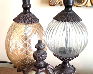 156. Set of 3 Glass & Metal Finials (16"h)