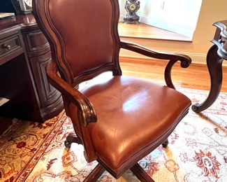 164. Wood Framed Leather Executive Chair (26" x 24" x 40")