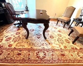 173. Cream, Tan & Rust Hand Knotted Rug (12'6" x 9')