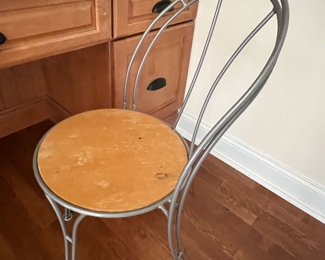 188. Pair of Metal Side Chairs w/ Wood Seat