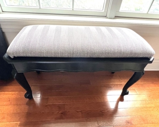 203. Black Bench w/ Herringbone Upholstery (32" x 14" x 18")