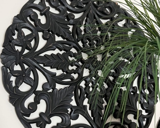 196. Black Scroll Medallion Wall Art (24")