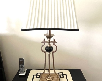 192. Lamp w/ Burnished Silver & Black Accent (32"h)
