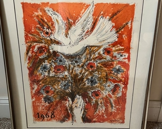 220. Signed Lithograph of a Dove by Steinlen 160/300 (23" x 28")