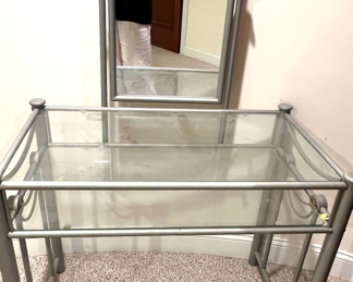 229. Glass & Metal Vanity (34" x 19" x 50")