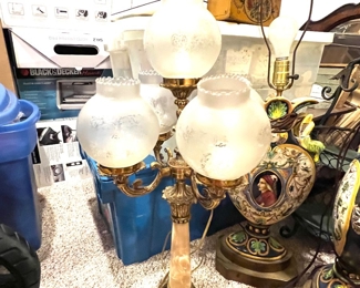 243. Pair of 5 Globe Candelabra Lamps