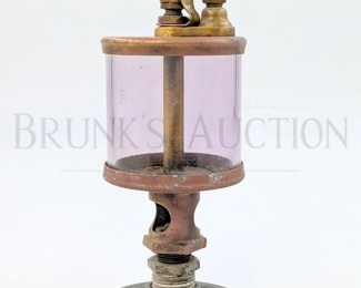 BRASS AND GLASS HIT & MISS GRAVITY-FED OILER