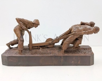 WOOD CARVED STATUE, ERIK REIMHULT STYLE DEPICTING A MAN