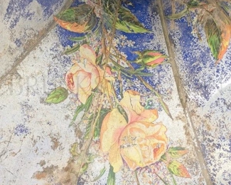 VINTAGE PAINTED GRAMOPHONE HORN, NICE PATINA 17"