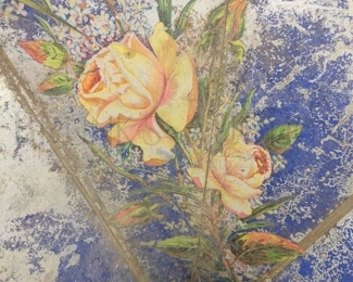 VINTAGE PAINTED GRAMOPHONE HORN, NICE PATINA 17"