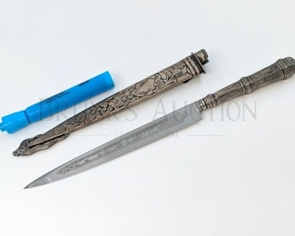 INOX GAUCHO KNIFE W/ SCABBARD BEAUTIFULLY ENGRAVED META