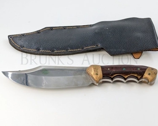 BOWIE KNIFE W/ SHEATH NICE HEAVY KNIFE, 