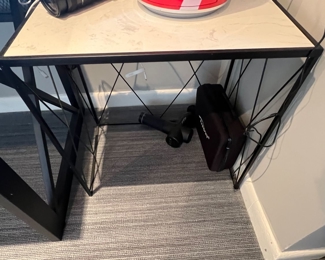 10. Metal Accent Table w/ Stone Top (22" x 14" x 21")