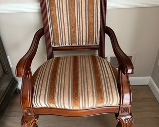 31. Set of 10 Dining Chairs w/ Carved Wood Frame 2 Arm (25" x 24" x 42") 8 Side (24" x 24" x 42")