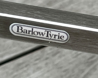 36. Barlow Tyrie Teak & Brushed Metal Dining Table and Set of 8 Chairs 2 Arm 6 Side 