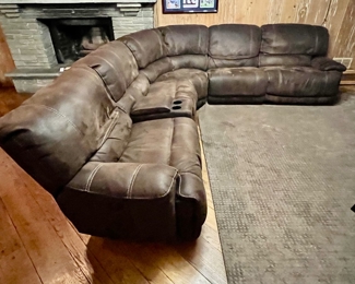 42. 6pc Modular Reclining Sectional w/ Cup Holder (127" x 132" x 41" x 40")