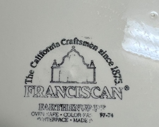 43. Franciscan Apple Pattern Dinnerware (55pc)
11 Dinner Plates
12 Salad Plates
10 Soup Bowls
10 Small Bowls
1 Vegetable Platter
1 Gravy Boat
9 Teacups & 12 Saucers
1 Crudite