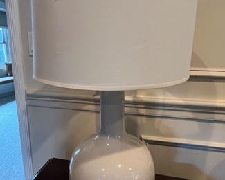 51. Pair of White Crackle Finish Ceramic Lamps (27"h)