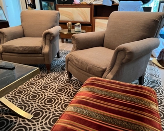 54. Pair of Roll Arm Club Chairs (36" x 36" x 34")