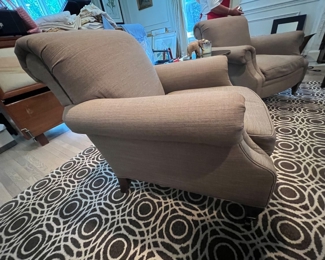 55. Pair of Roll Arm Club Chairs (36" x 36" x 34")