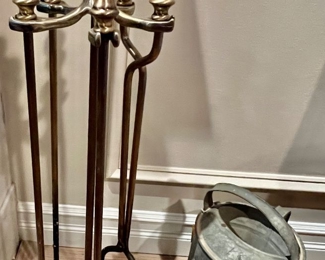 69. 6pc Brass Fireplace Tools