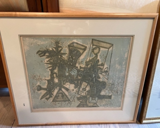 90. Framed Lithograph "L'Appareil Celeste" by Sergio Gonzalez-Tornero 1963 5/100 (28" x 25")