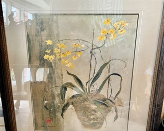100. Signed Yellow Orchid Artwork by Borchgrove (32" x 37")