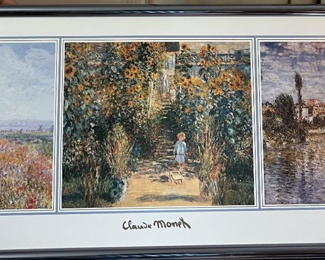 101. Framed Set of 3 Prints by Claude Monet (37" x 13")
