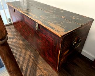 6. Antique Asian Hand Painted Blanket Chest (60" x 21" x 22") 