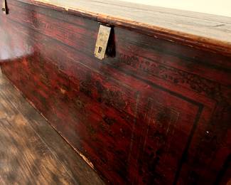6. Antique Asian Hand Painted Blanket Chest (60" x 21" x 22") 