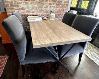 1. West Elm Dining Table/Desk (55" x 28" x 30")
2. Louis Solomon 4 Side Chairs w/ Mohair Upholstery