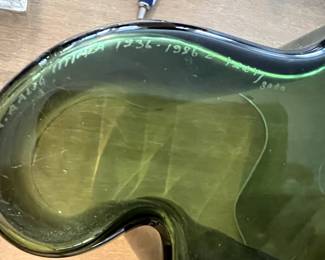 24. Signed Green Hand Blown Vase 4224/800 (7")