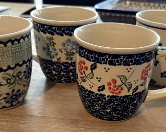 Set of Four Handpainted Polish Mugs