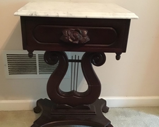 Harp table with marble top