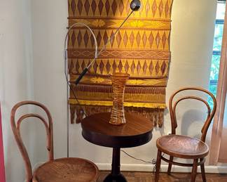 Antique Thonet chairs. The table and floor lamp are sold.