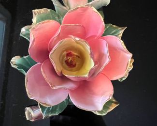 capodimonte rose candlestick holder