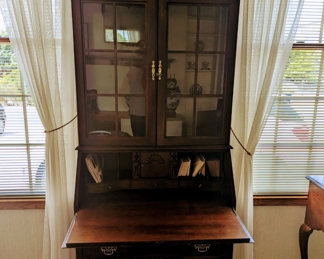 Vintage Chippendale Style Cabinet Drop Front Secretary Desk