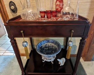 Barware, Crystal Decanter, Two Tier Bar Table, Japanese Sake Glasses