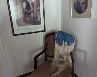 Steve Hanks, Signed Poster, 'Santa Fe Sun, 1990,  Piano Shawl, Acceent Chair