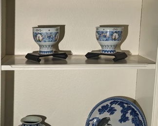 Koi Fish Large Platters, Vase, Urns                                                      English Chinoiserie