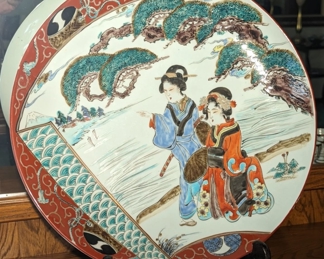 20th Cent Japanese Imari Porcelain Edo Meiji Geisha Charger  