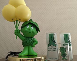 Mid Century Modern Green Giant Li'l Sprout Lamp, Glasses